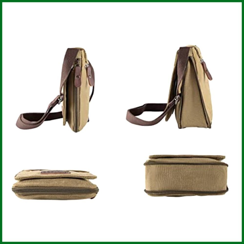 Vintage Canvas Messenger Crossbody Bag Adjustable Shoulder Strap - Picture 5 of 7